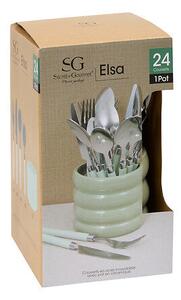 Комплект прибори за хранене Secret De Gourmet Elsa, 24 части, Неръждаема стомана - Зелен
