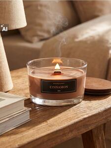 Sinsay - Ароматна свещ с дървен фитил Cinnamon - бежово