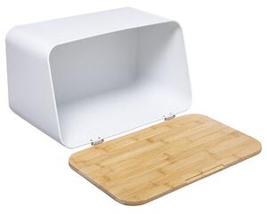 Кутия за хляб 5five Natureo, Метал и бамбук, 10L - Бял