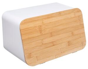 Кутия за хляб 5five Natureo, Метал и бамбук, 10L - Бял