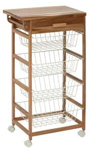 Кухненска количка 5five Acacia Cuisine, Акация и черен метал, 88.8 cm
