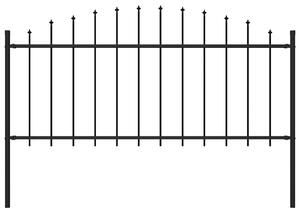 Sonata Градинска ограда с връх пика, стомана, (0,5-0,75)x1,7 м, черна