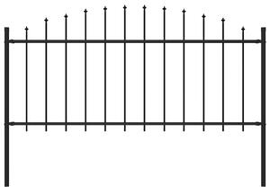 VidaXL Градинска ограда с връх пика, стомана, (0,5-0,75)x1,7 м, черна