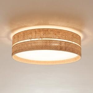 TK Lighting Таванска лампа Calma, бежова, рафия, Ø 60 cm, E27, Затъмняване, Бежов, Дневна/трапезария, Други материали