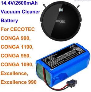 Батерия за прахосмукачка робот (заместител), за Cecotec Conga 900/950/990/1090/1190, 2600mAh/14.4V