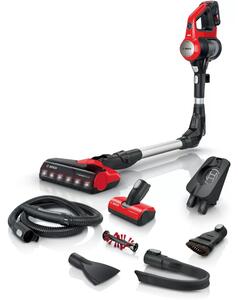 Прахосмукачка Bosch BCS711PET, без торба, безжична, 0,3 l. контейнер за прах, 3 нива на мощност, до 40 мин. време на работа, червена