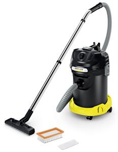Прахосмукачка Karcher AD 4 Premium, без торба, 600 W, 17 л. капацитет на контейнера, смукачка за пепел, интегрирана система за почистване на филтъра, метален филтър, черна