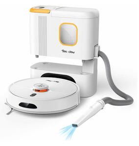 Прахосмукачка Teendow D20S Max+, робот, 0.3л капацитет на контейнера/0.25л на резервоара, HEPA E11 филтър, управление с гласови асистенти Google и Alexa, LiDAR сензор, бяла