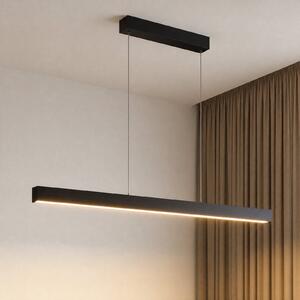 Lucande LED висяща лампа Mylosh, черна, 150 см, CCT, с регулиране на яркостта, Затъмняване, Черен, Дневна/трапезария, Алуминий, Модерен