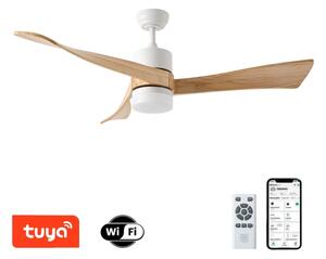 ZEVENTI - LED таванен вентилатор NATURITO LED/18W/230V Wi-Fi Tuya бял/дъб с дистанционно управление