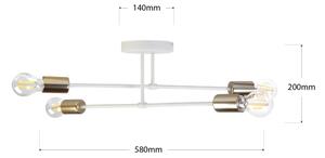 Плафонен полилей CAMBRIDGE 4xE27/15W/230V месинг/бял