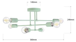 Плафонен полилей CAMBRIDGE 6xE27/15W/230V зелен