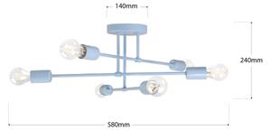 Полилей CAMBRIDGE за директен монтаж на тавана 6xE27/15W/230V, син