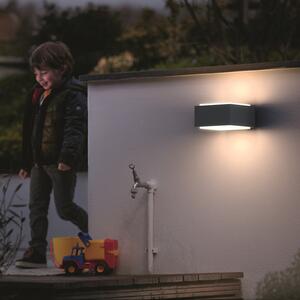 Philips външна лампа за стена Hedgehog, антрацит, комплект от 2 броя, Затъмняване, Сив, Алуминий, Модерен, Стенна ъглова