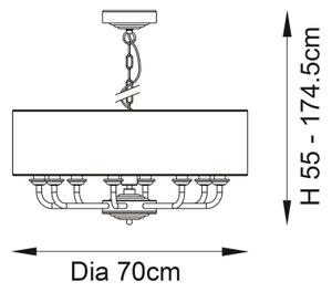 Endon 98938 - Полилей на верига HIGHCLERE 8xE14/40W/230V Ø 70 см бял/месинг