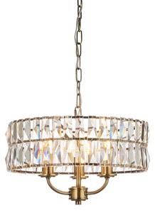 Endon 106243 - Полилей на верига CLIFTON 3xE14/6W/230V Ø 38,5 cm месинг/прозрачно стъкло