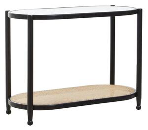 Черна/в естествен цвят конзолна маса със стъклен плот 49x100 cm Cebu – Premier Housewares