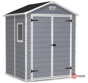 Градинска барака Keter Manor, сива 185x152x227 см, 6x5ft, HDPE пластмаса