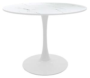 Mаса BALOU mdf в бяло с мраморна визия d80x76см
