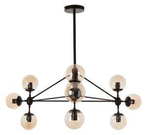 Черно метално висящо осветително тяло със стъклен абажур Abira – Premier Housewares