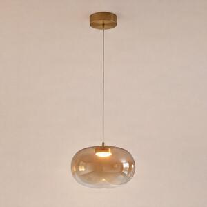 Milagro Lighting LED висяща лампа „Vaso“, кехлибарено оцветена, Ø 18 см, стъкло, Бежов, Дневна/трапезария, Стъкло, Модерен