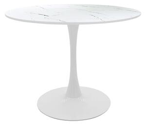 Mаса mdf BALOU в бяло с мраморна визия d120x76см
