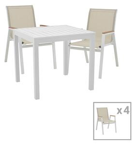 Трапезен комплект AZELIE от 5части сив плат-бял алуминий 80x80x74см