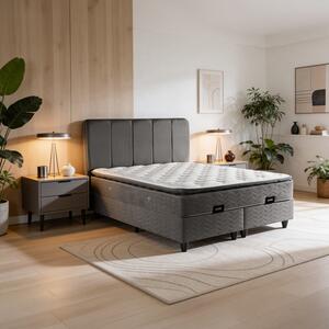 Двойно легло LUNDA с място за съхранение антрацит кадифе 160x200см