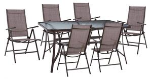 Комплект за трапезария 7 части с маса 150x90 и сгъваем кафяв стол КГ11489