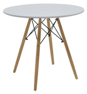 Трапезна маса MISHEL MDF бял с дървени крака 80x80x73см