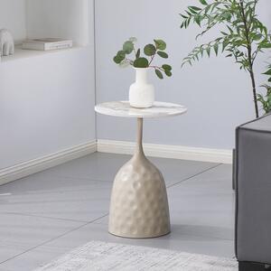 Странична маса AMPHORA капучино метал-мрамор-вид травертин d40x60см