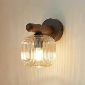 TK Lighting Стена лампа Salvia, кафяво/коняк, стъкло, височина 20 cm, E14, Затъмняване, Дърво, Дневна/трапезария, Стъкло