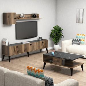 Комплект ТВ шкаф и холна маса Living Lidya1 орех-мрамор