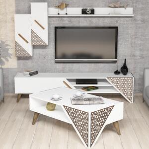 Комплект ТВ шкаф и холна маса Living Beril Бял