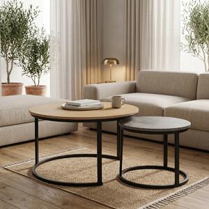 Set masute de cafea stivuibile, 2 buc, Solme I, Stejar, 80x80x45 cm