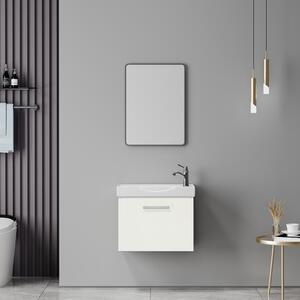 Set mobilier baie inclus lavoar plus masca si dulapior cu oglinda, 2 buc, Renza, Alb, 50x30x42.5 cm
