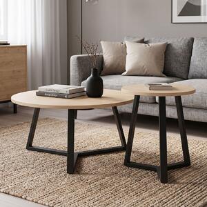 Set masute de cafea, 2 buc, Berton, Natural, 80x80x40 cm