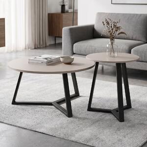 Set masute de cafea din metal, 2 buc, Berton, Cappuccino, 80x80x40 cm