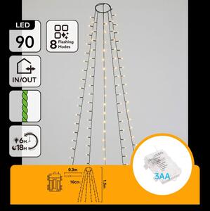Aigostar - LED външна коледна гирлянда 90xLED/8 функции 3xAA 1,5m IP44 топла бяла