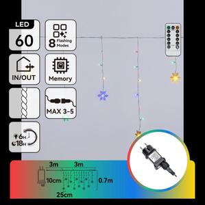Aigostar - LED Външен коледен гирлянд 60xLED/8 функции 6x0,7 m IP44 многоцветен + дистанционно управление