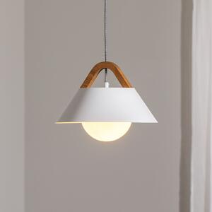 Luminex Висяща лампа Funda, бяла, Ø 30 cm, 1-пламъчна, метал/стъкло, Затъмняване, Бял, Дневна/трапезария, Метал, Модерен