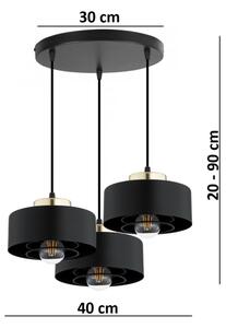 Brilagi - Полилей на кабел SPRING 3xE27/60W/230V черен/златен