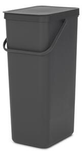 Кош за разделно събиране на боклук Brabantia Sort&Go 1004140, 40 л, Дръжка, Възможност за стенен монтаж, Тъмносив