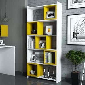 Библиотека Box с бели и жълти елементи