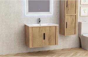 ШКАФ ЗА БАНЯ AREZZO 8045 WOODEN + УМИВ.8066 БЯЛ