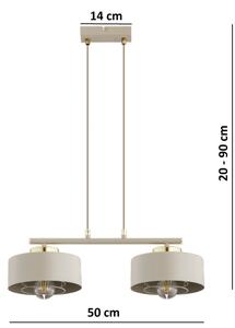 Brilagi - Полилей с кабелно окачване SPRING 2xE27/60W/230V бежов/златен