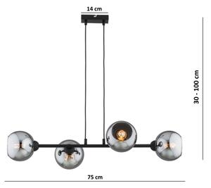 Brilagi - Полилей на кабел DIOR 4xE27/60W/230V черен/димно сив