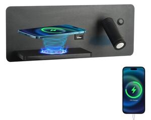 Immax 08288L-LED стенен LED с полка, USB и безжично зареждане, 3W/230V