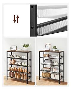 Шкаф за обувки с 5 рафта, Vasagle, 28 x 75 x 93 см, LBS038B01, Кафяво рустикално