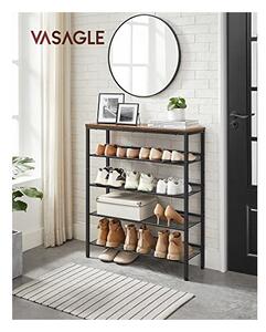 Шкаф за обувки с 5 рафта, Vasagle, 28 x 75 x 93 см, LBS038B01, Кафяво рустикално